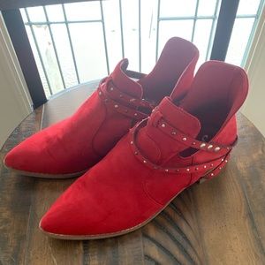 Journee Collection Womens Ozzi Ankle Booties Ankle Boots Red size 11